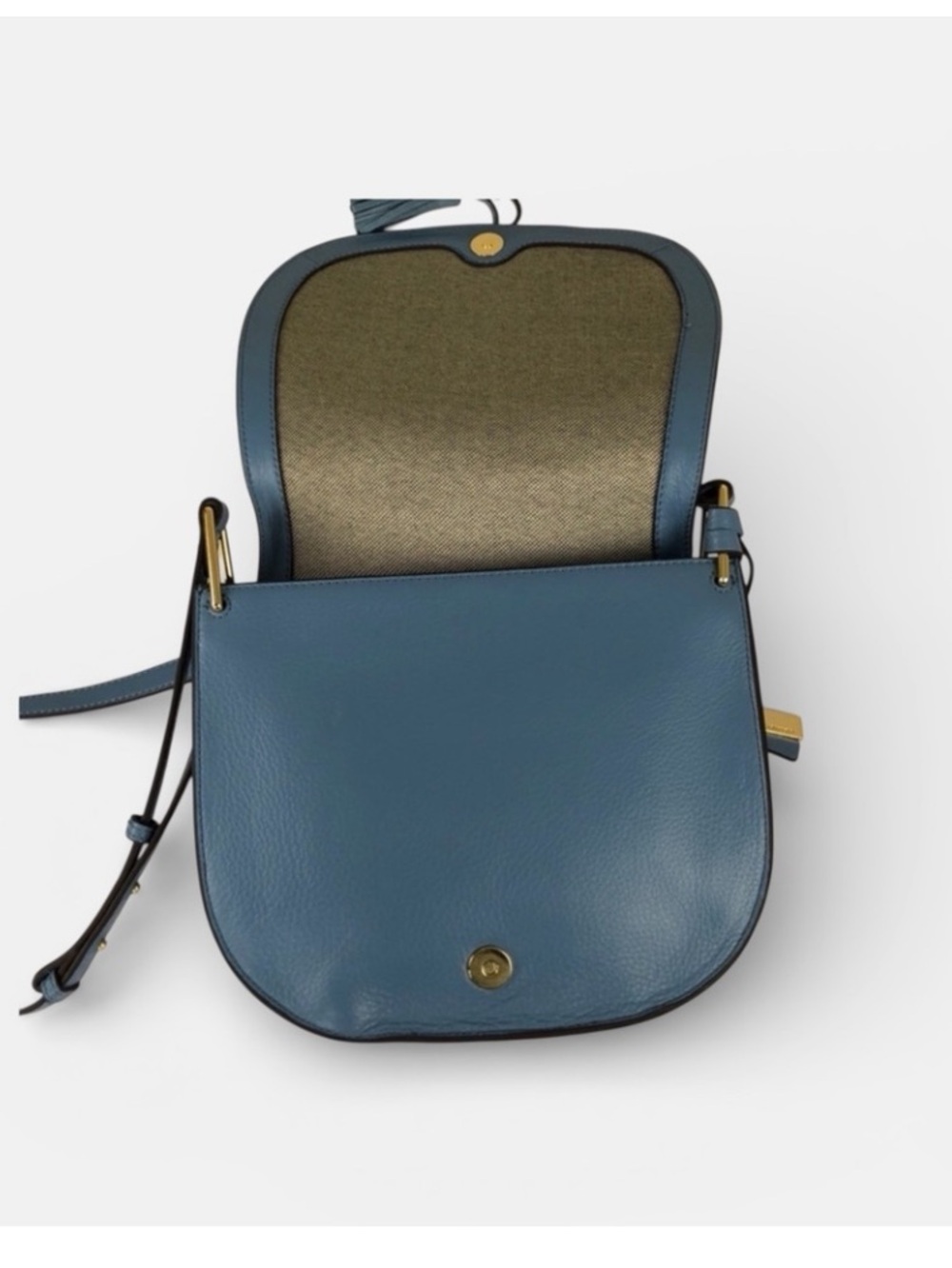 Vince Camuto Ancel Flap Crossbody Suede and Leather - Blue Haven - Picture 4 of 13